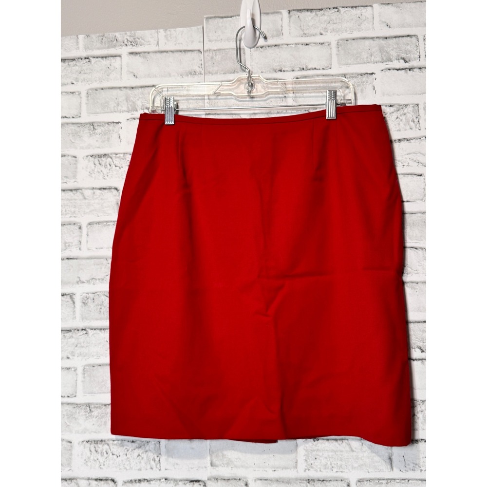 Jacqueline Ferrar Red Wool Pencil Skirt Size‎ 16 Professional Office
